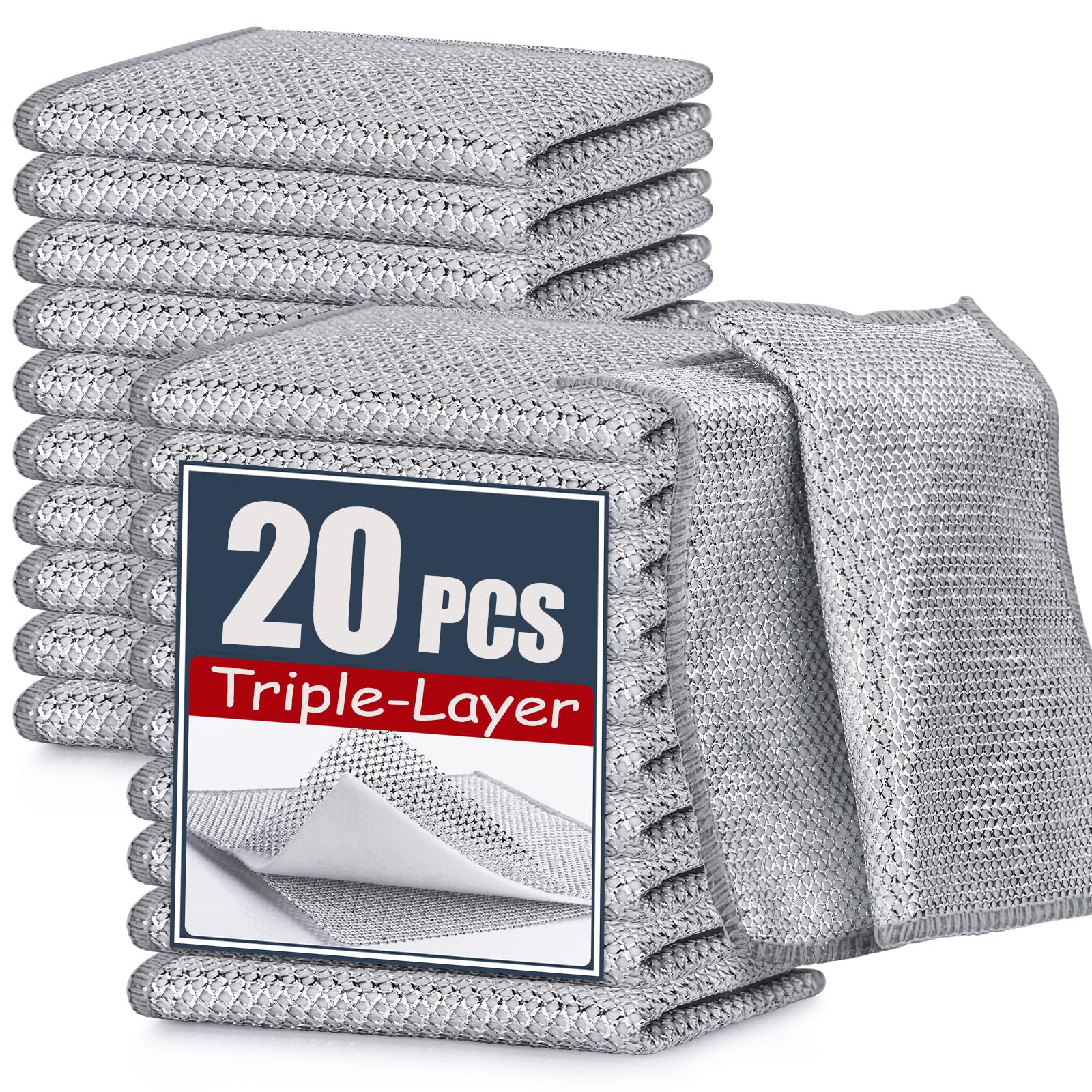 20 Pieces Triple Layer Dishcloth