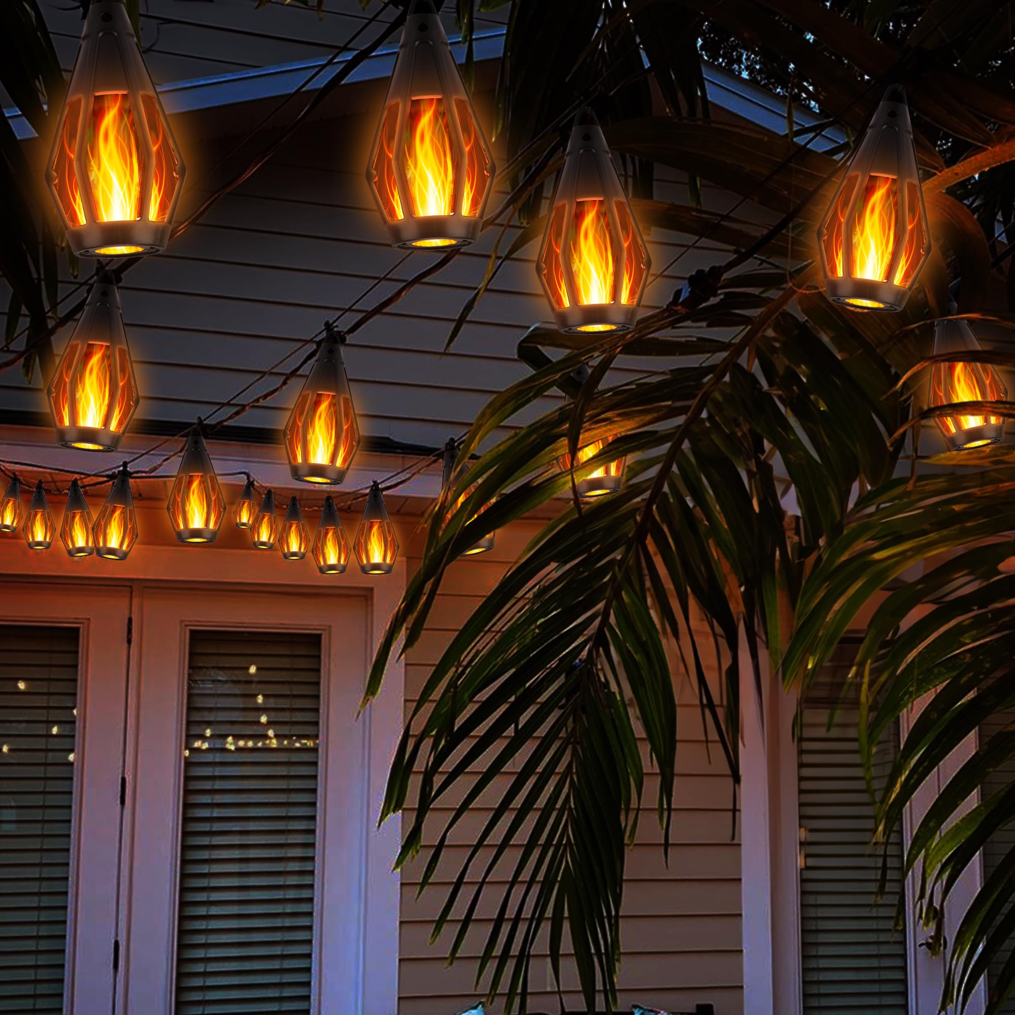 Cozy Patio House Atmosphere with Flame Lights
