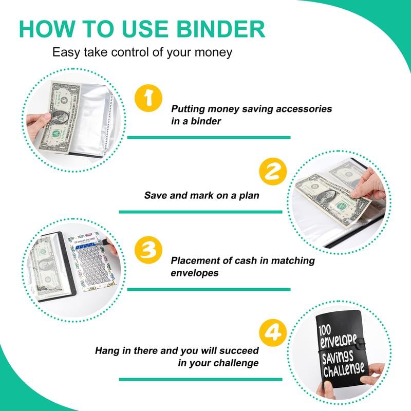 100 Days Money Saving Challenge Coin Envelope BudgetStorage Book - Binding Covers With Daily Savings Tracker,Habit-Forming System, And Cash Savings Goal Of $5050Develop A Consistent Savings Habit