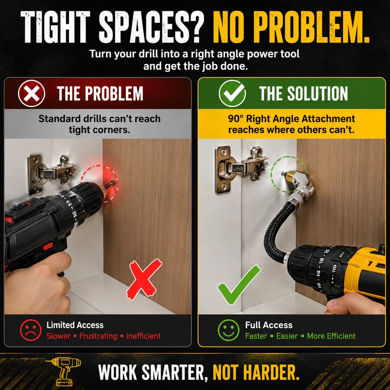 Drill adapter for confined spaces