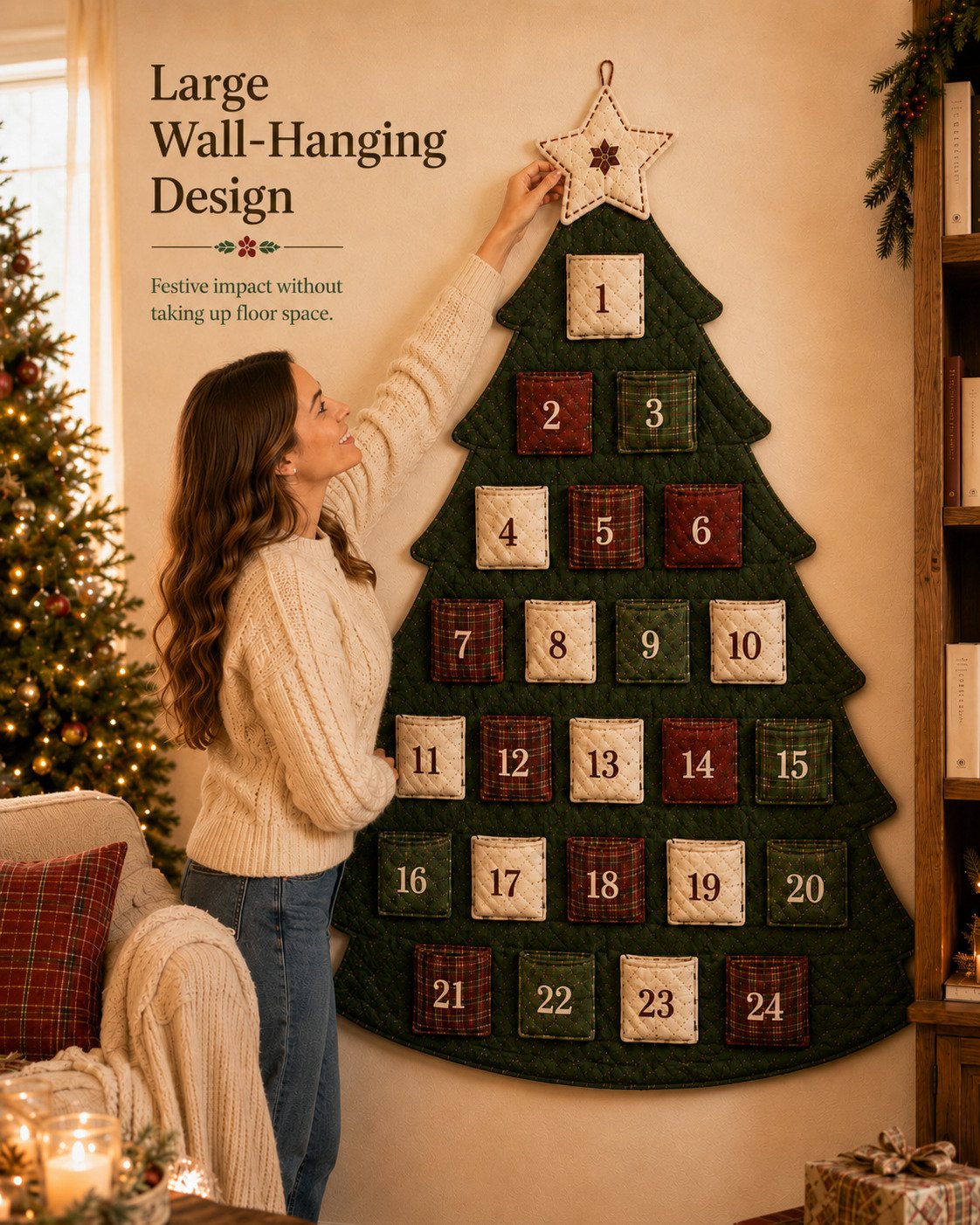 Large wall hanging advent tree display