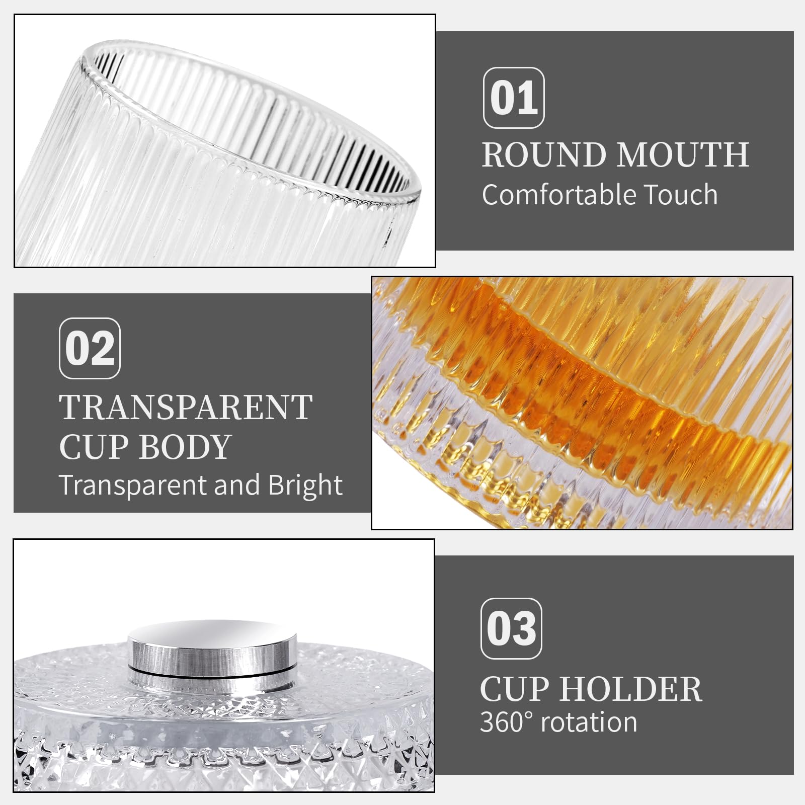 Premium Details: Round Mouth, Transparent Cup Body, 360 Rotation Cup Holder