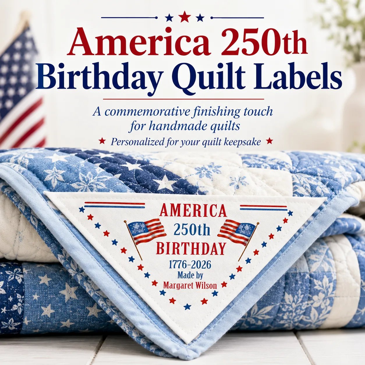 Patriotic quilt label detail