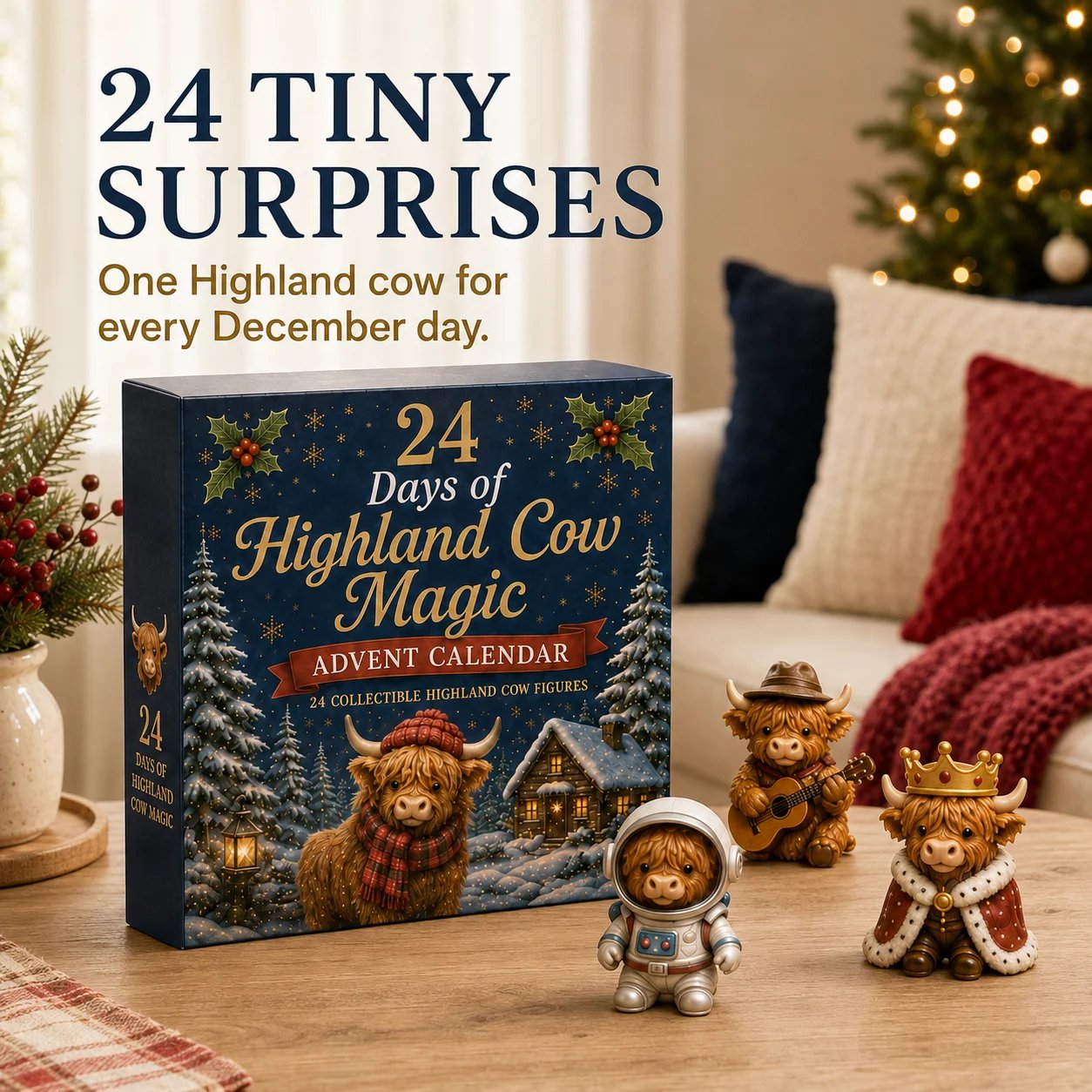 Highland cow Christmas advent calendar gift