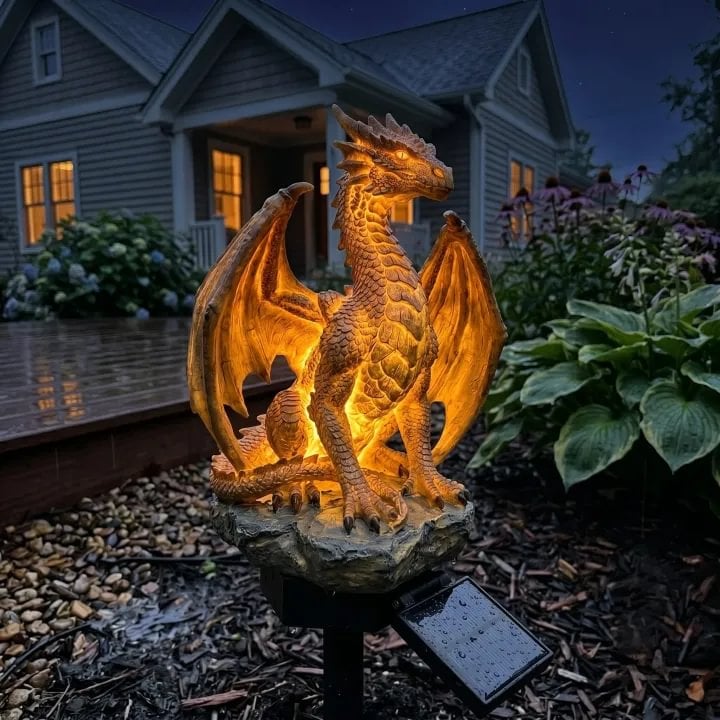 Glowing solar dragon garden decor