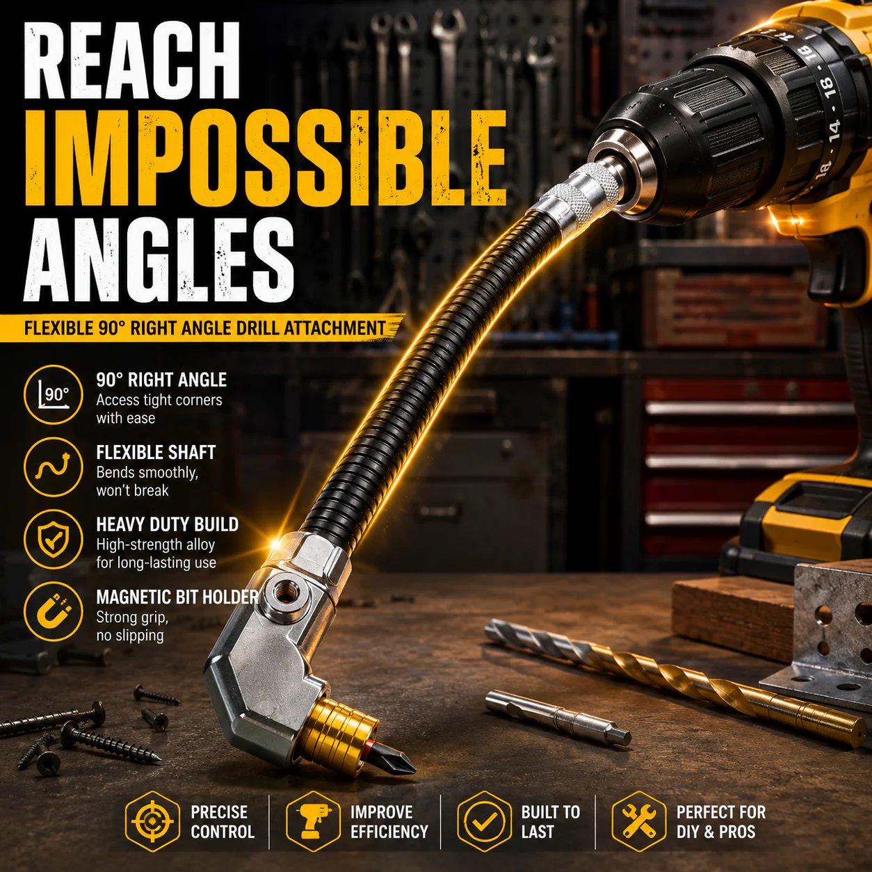 Flexible 90 degree drill adapter