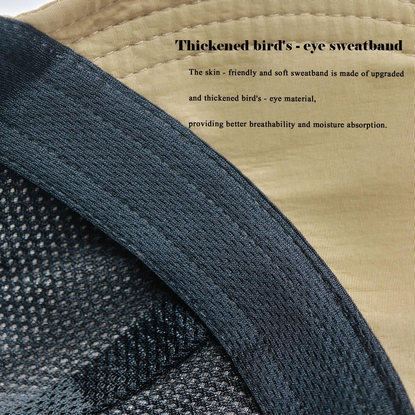 Thickened bird eye mesh sweatband detail