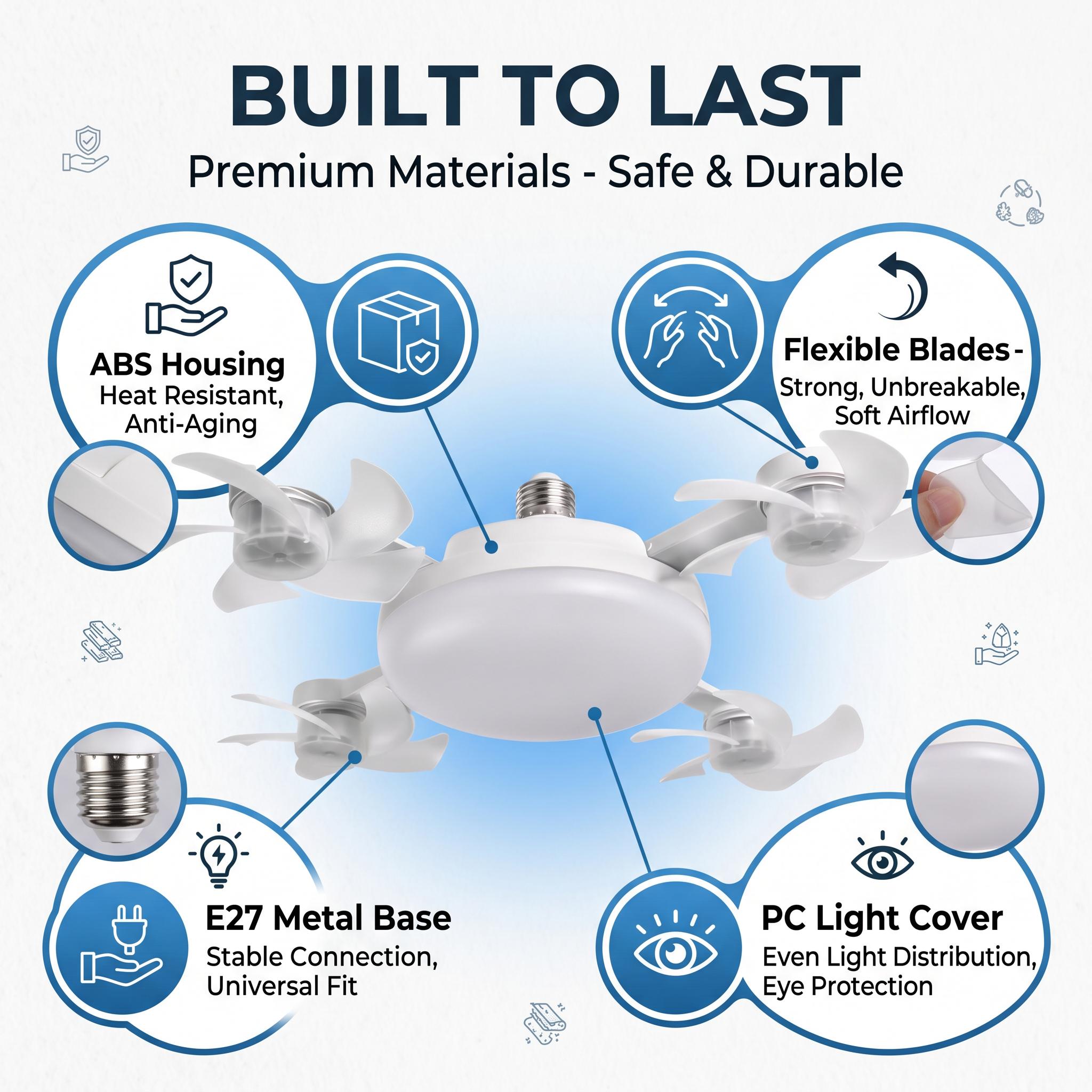 [DealsForYouDays] 2026 New E27 Socket Ceiling Fan Light - 2-in-1 Silent LED Fan with Remote Control, Energy-Saving Cooling & Lighting Combo for Home Bedroom