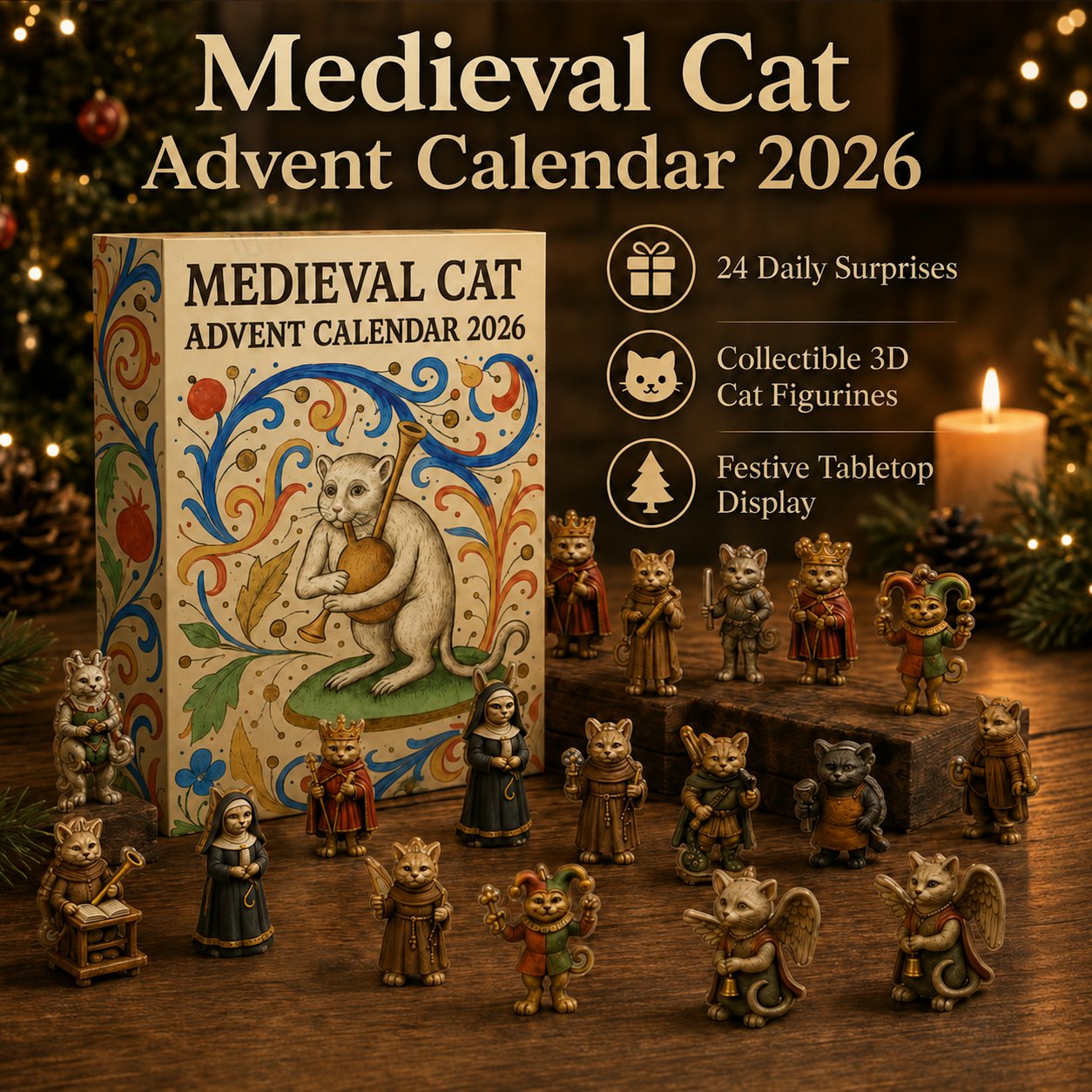 Medieval Cat Advent Calendar 2026 – 24 Historic Cat Charms