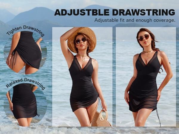 Product Introduction of Blooming Jelly Tummy Control Mesh Sheer Sarong Wraps Women One Piece Swim Dress #Springtok 12