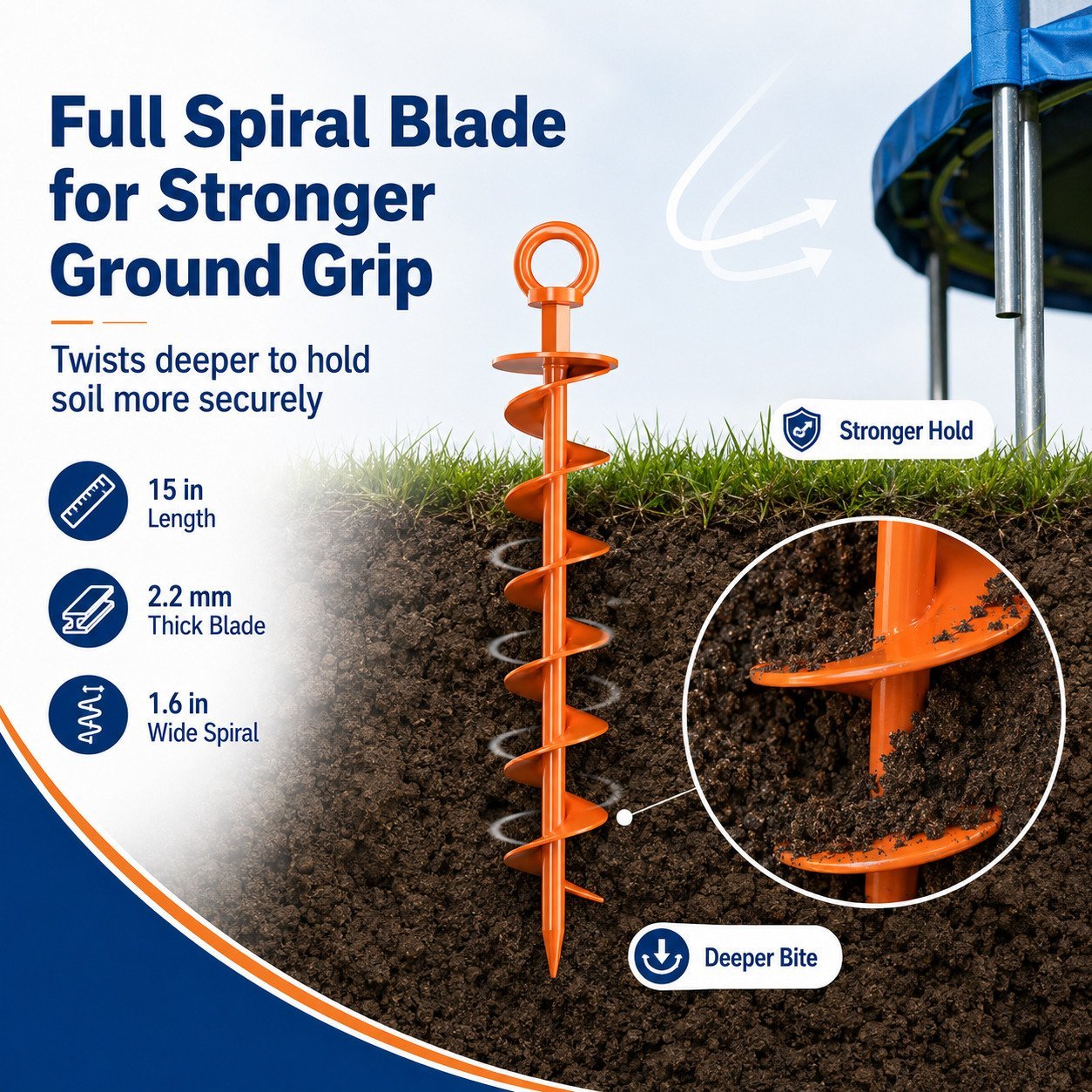 Full spiral blade heavy duty ground anchor
