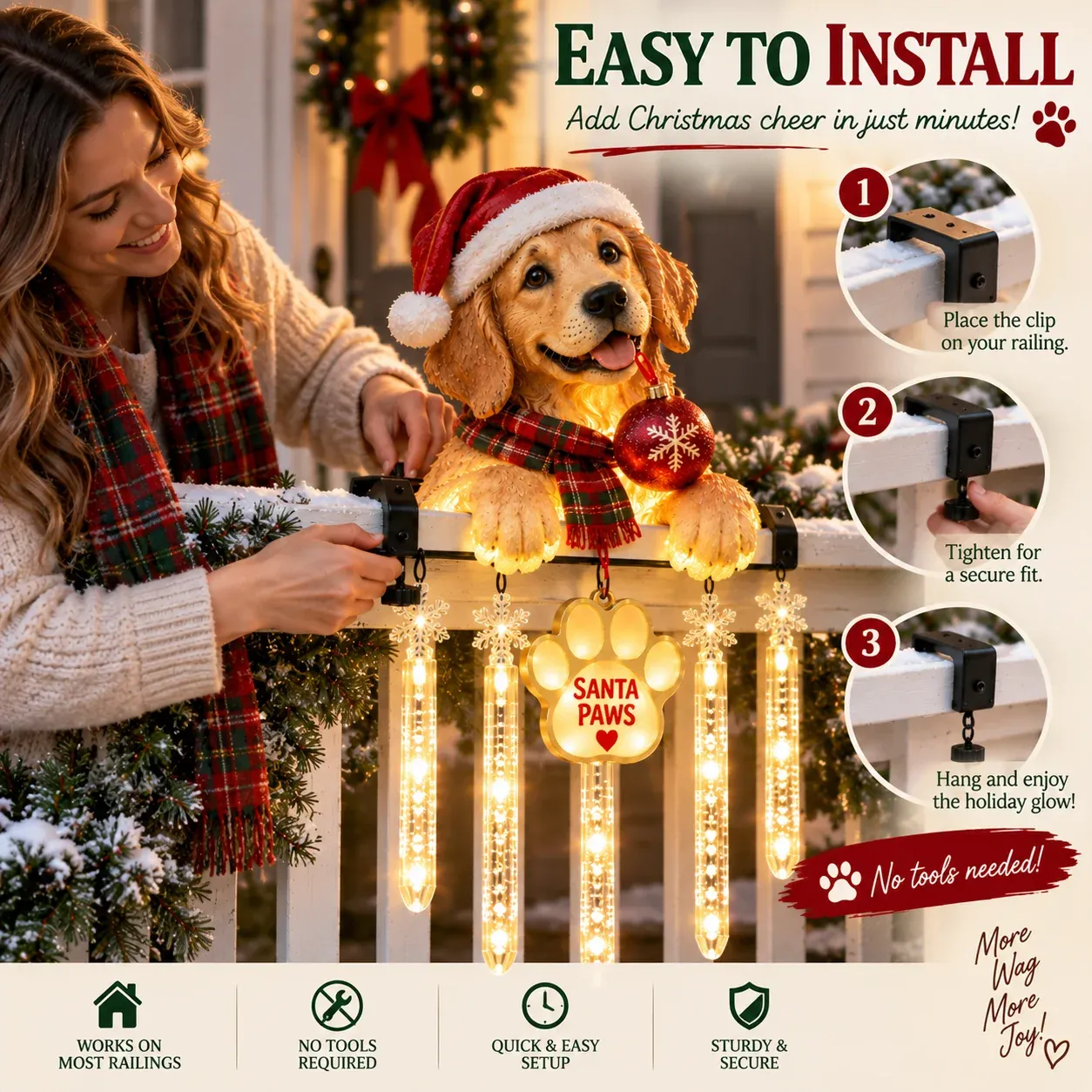 Santa Paws Christmas decoration setup