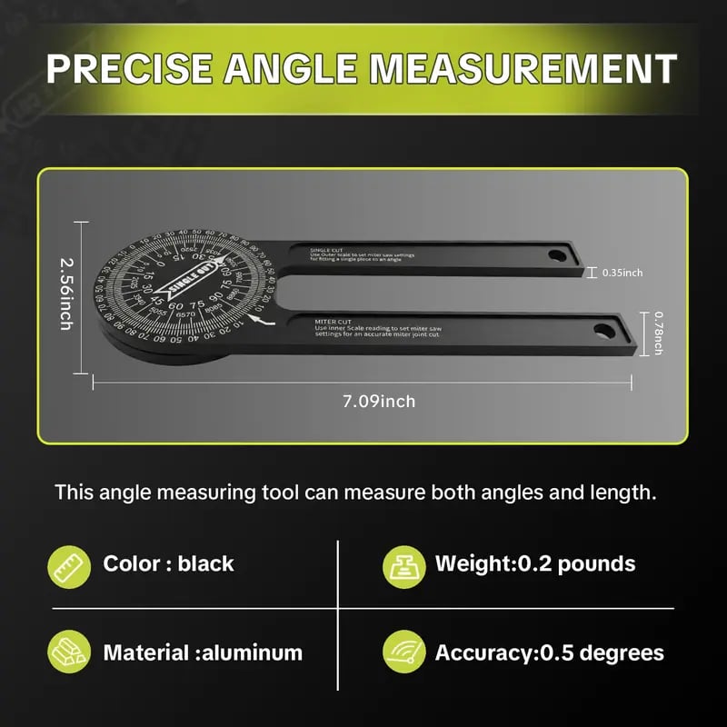 7-inch aluminum miter saw protractor dimensions