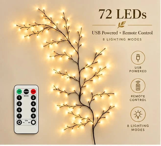 96 LED Christmas branch light button control