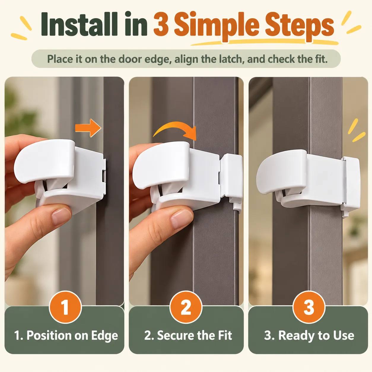 Door latch sliding component and metal support detail
