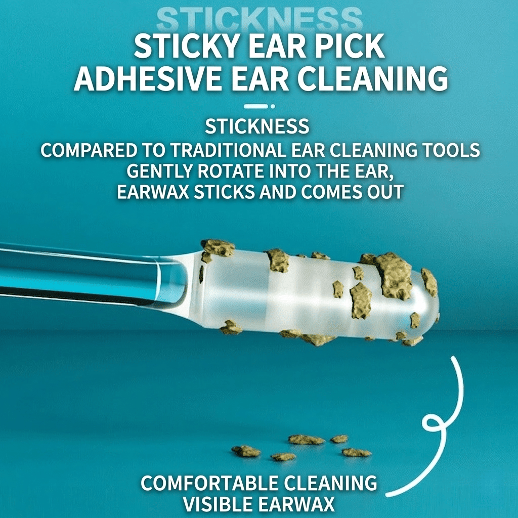 Sticky-tip cleaning stick collecting visible debris through gentle contact