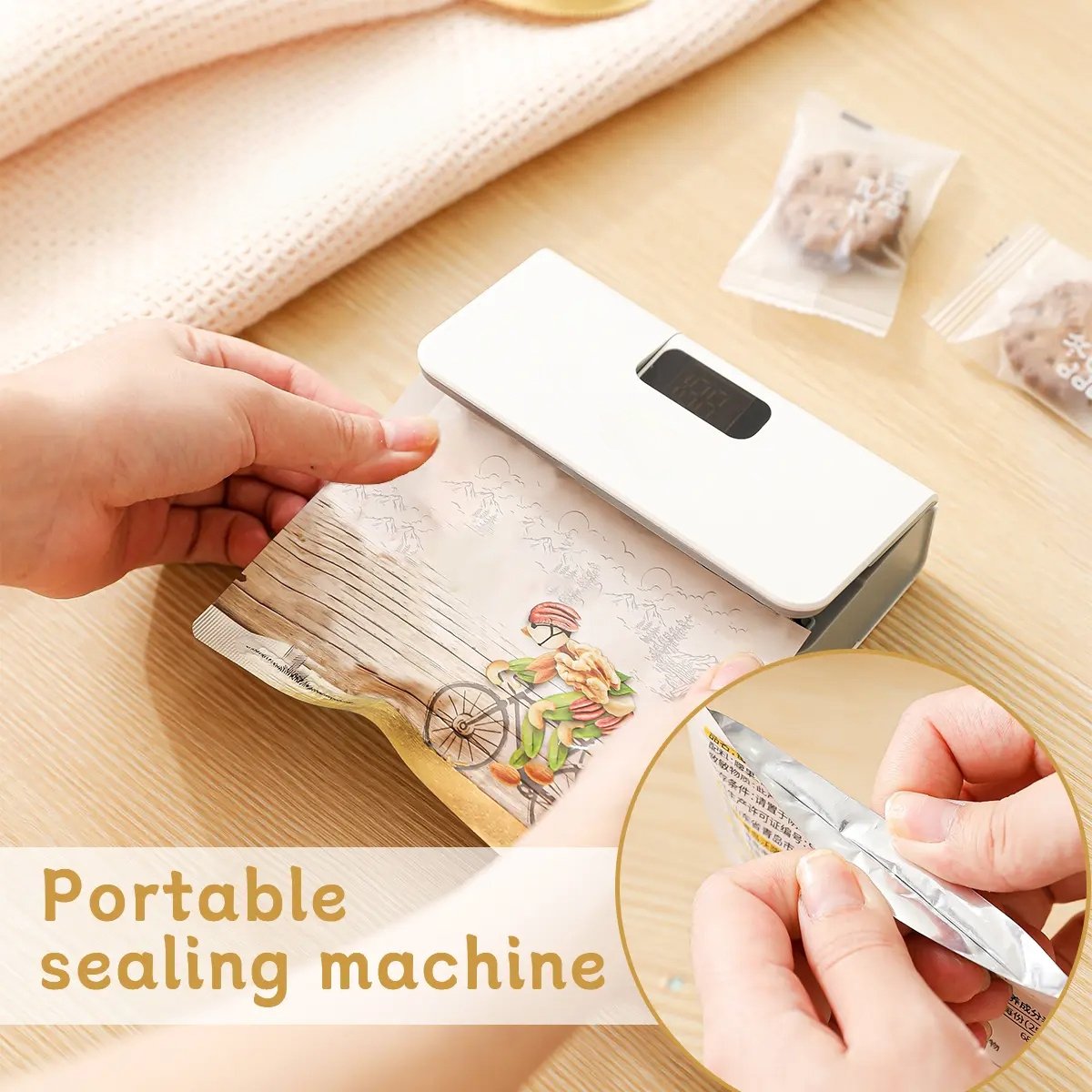 Portable sealing machine in use