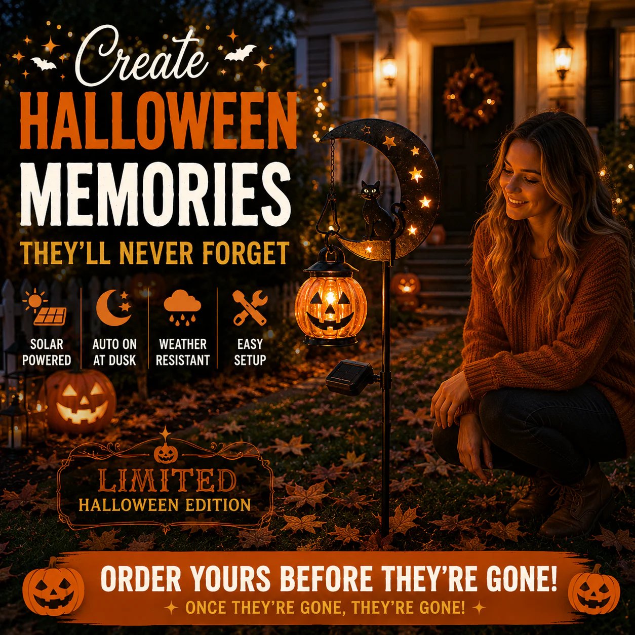 Halloween Garden Stake Lifestyle Scene Halloween Garden Stake Lifestyle Scene