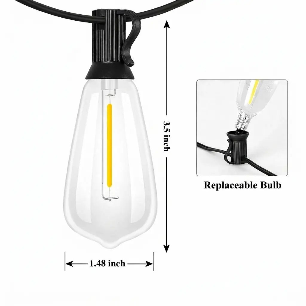 ST38 vintage outdoor string light bulb dimensions ST38 vintage outdoor string light bulb dimensions
