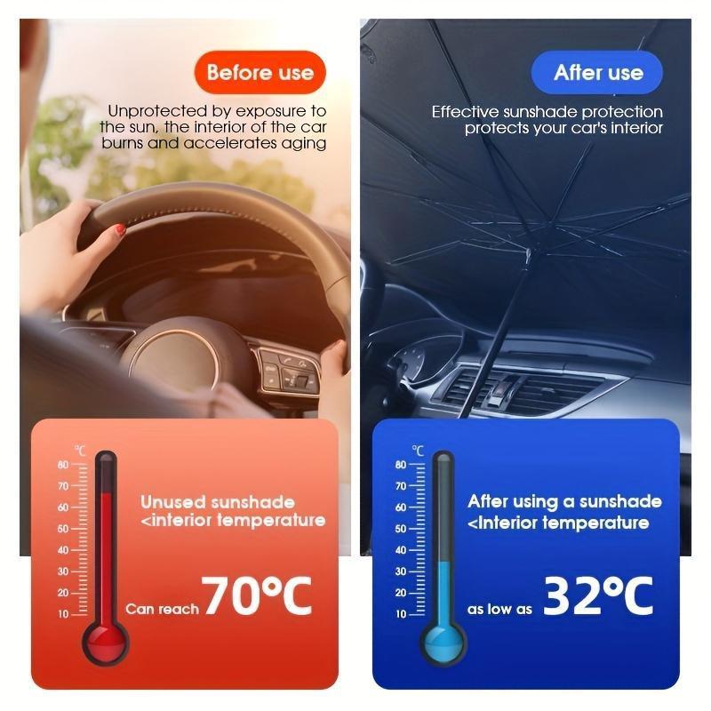 Product Introduction of Foldable Anti-UV Windshield Sunshade, Multipurpose Car Front Window Heat Protective Umbrella for Sedan SUVs, Automotive Exterior Accessories for Men & Women, Car Stuff, Vehicle 10