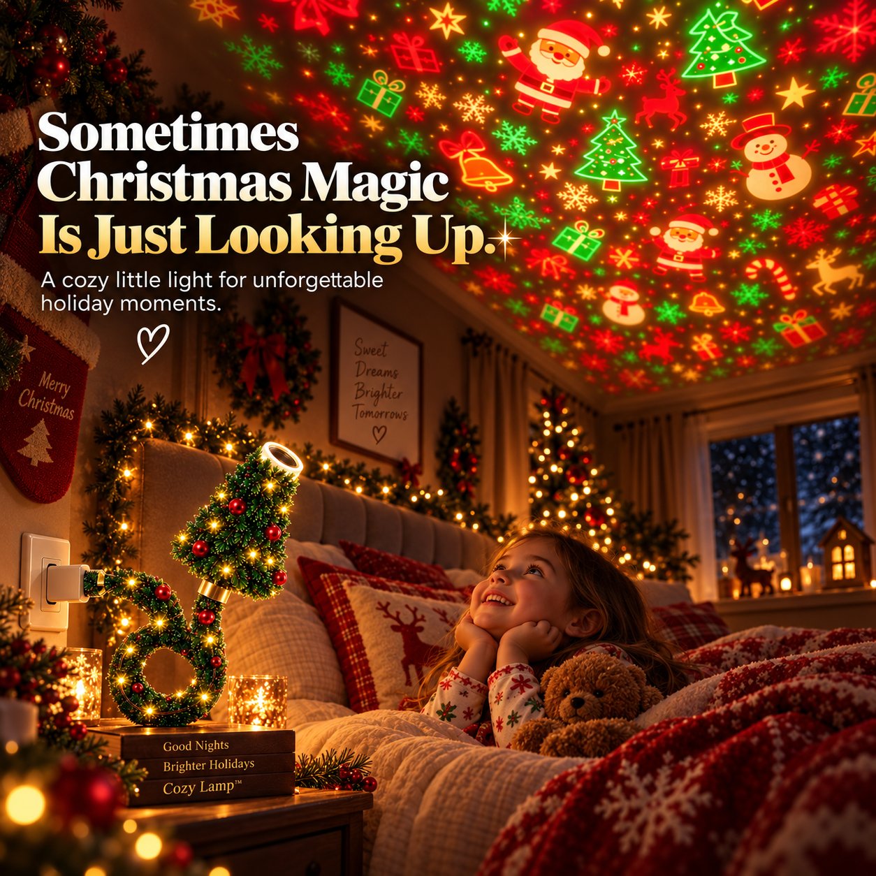 Christmas projection for family holiday moments