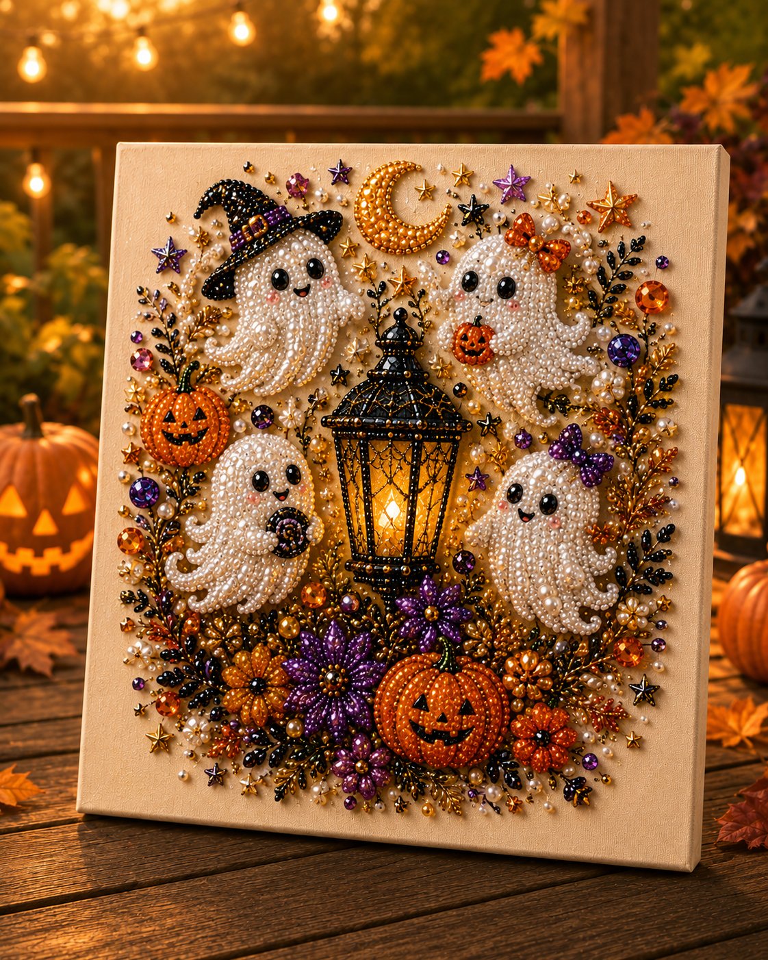 Close-up of the autumn pearl art design elements