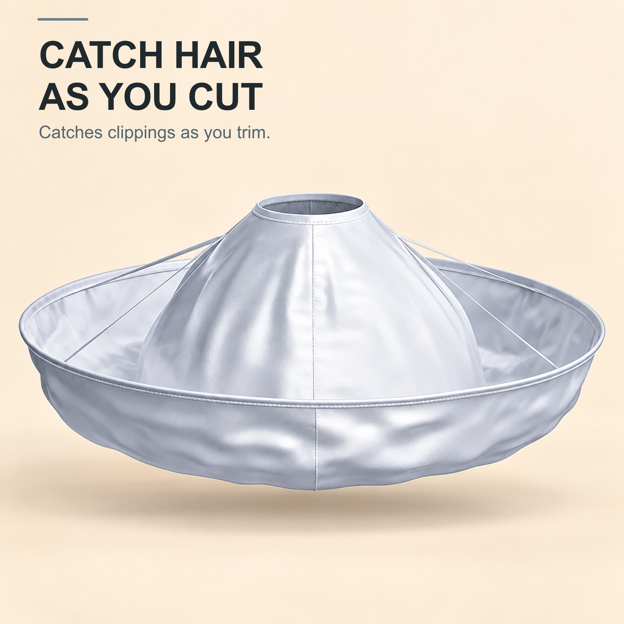 Circular hair cutting cape designed to catch hair clippings while trimming