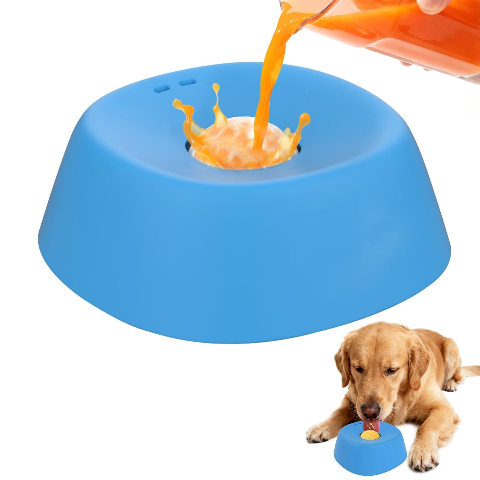 Pouring liquid into dog bowl
