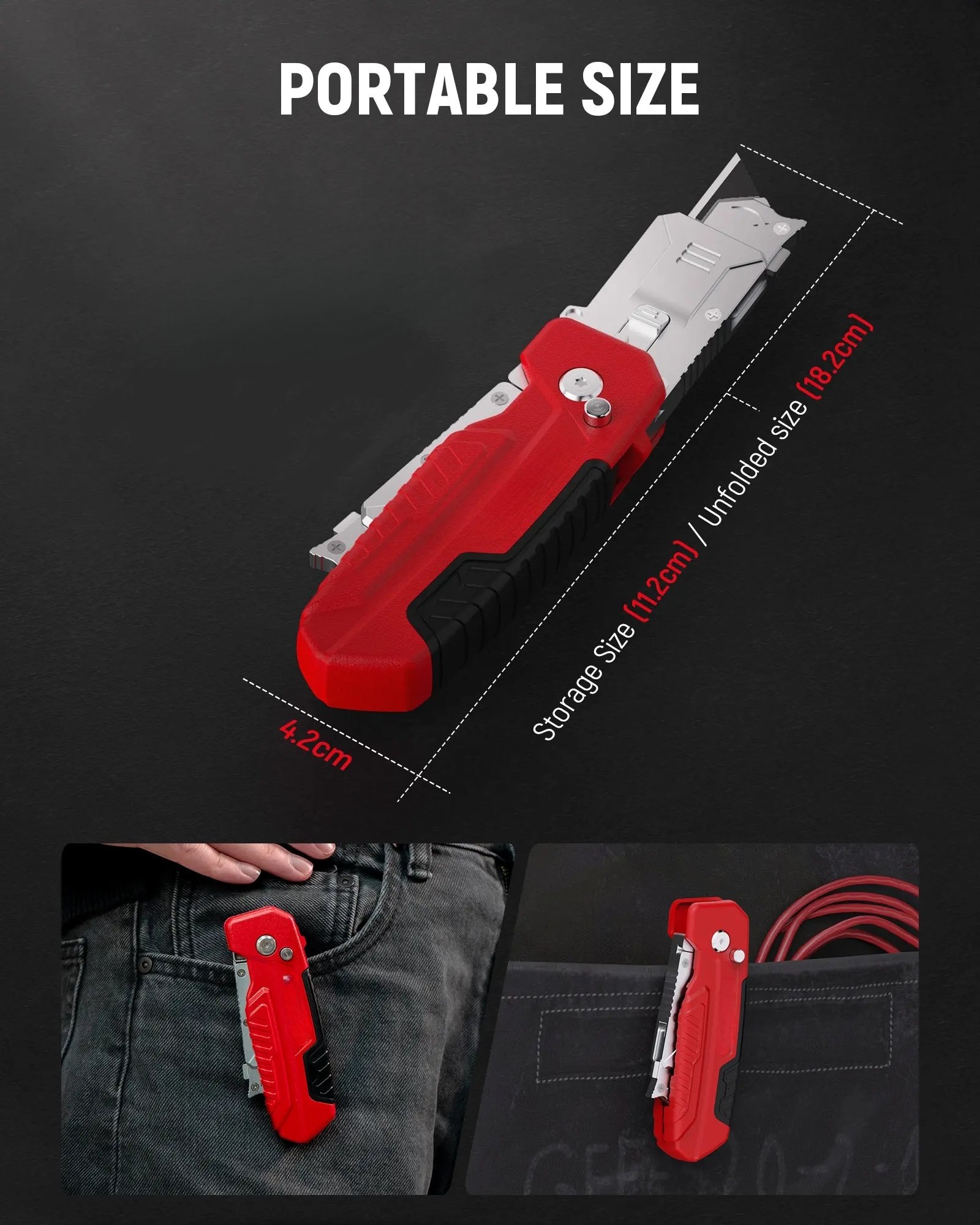 Compact size dimensions and pocket EDC clip view