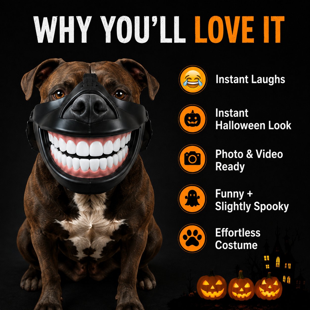 Funny giant grin dog costume Halloween