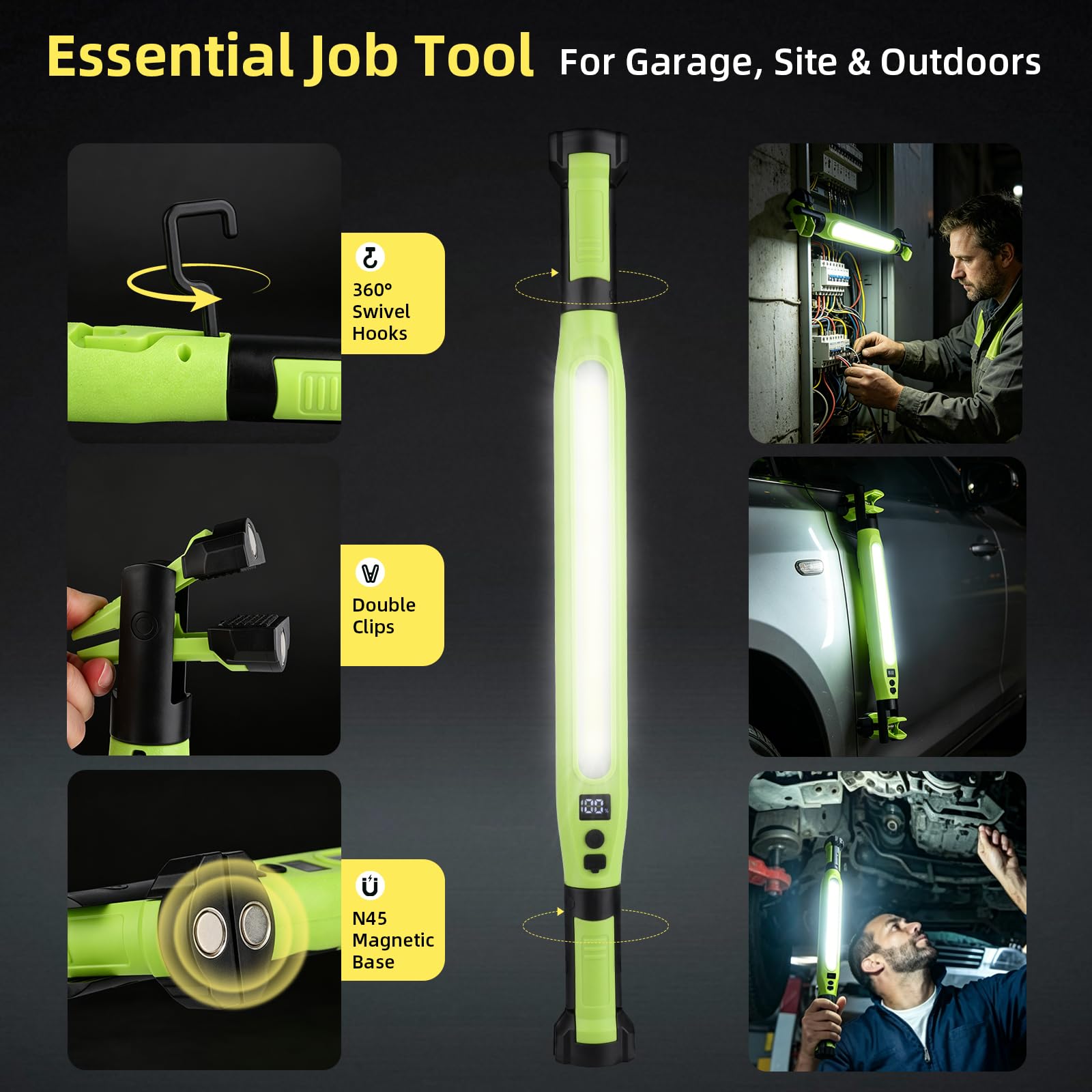 Hands-free work light used for electrical maintenance, vehicle body inspection and under-car repair