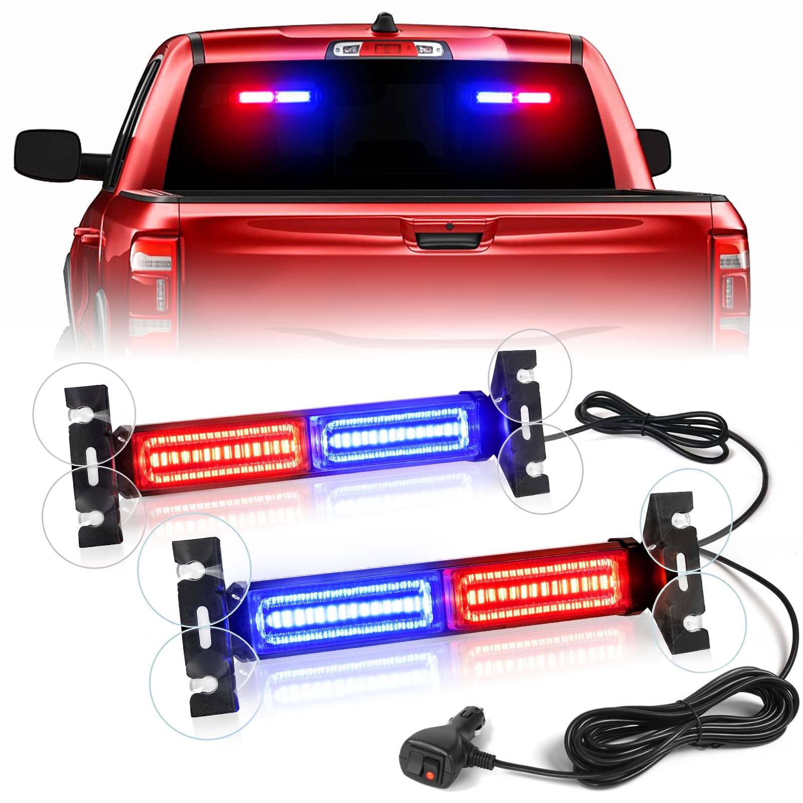 Dual Emergency Warning Strobe Light Bar Package