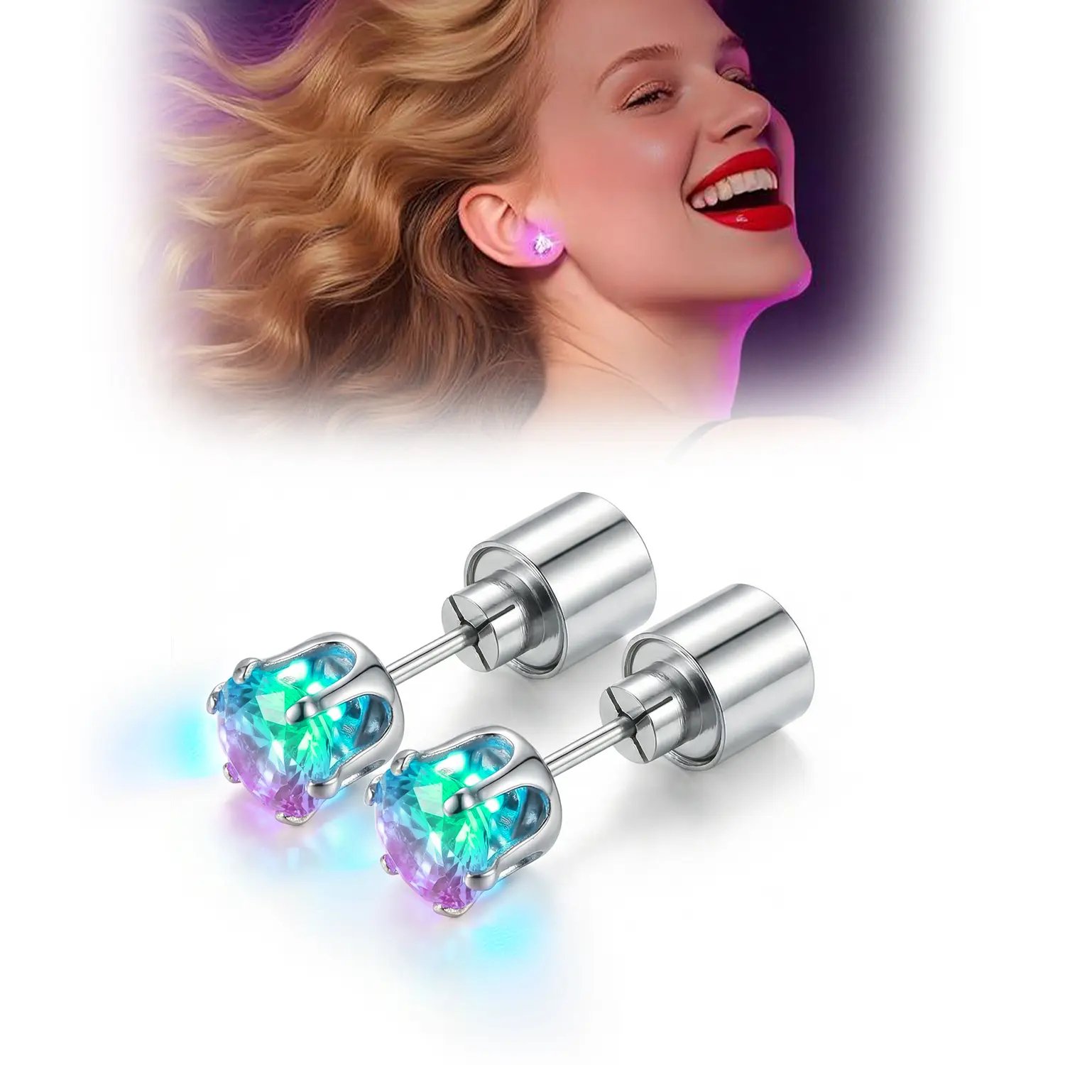 Glowing LED Diamond Crown Earrings