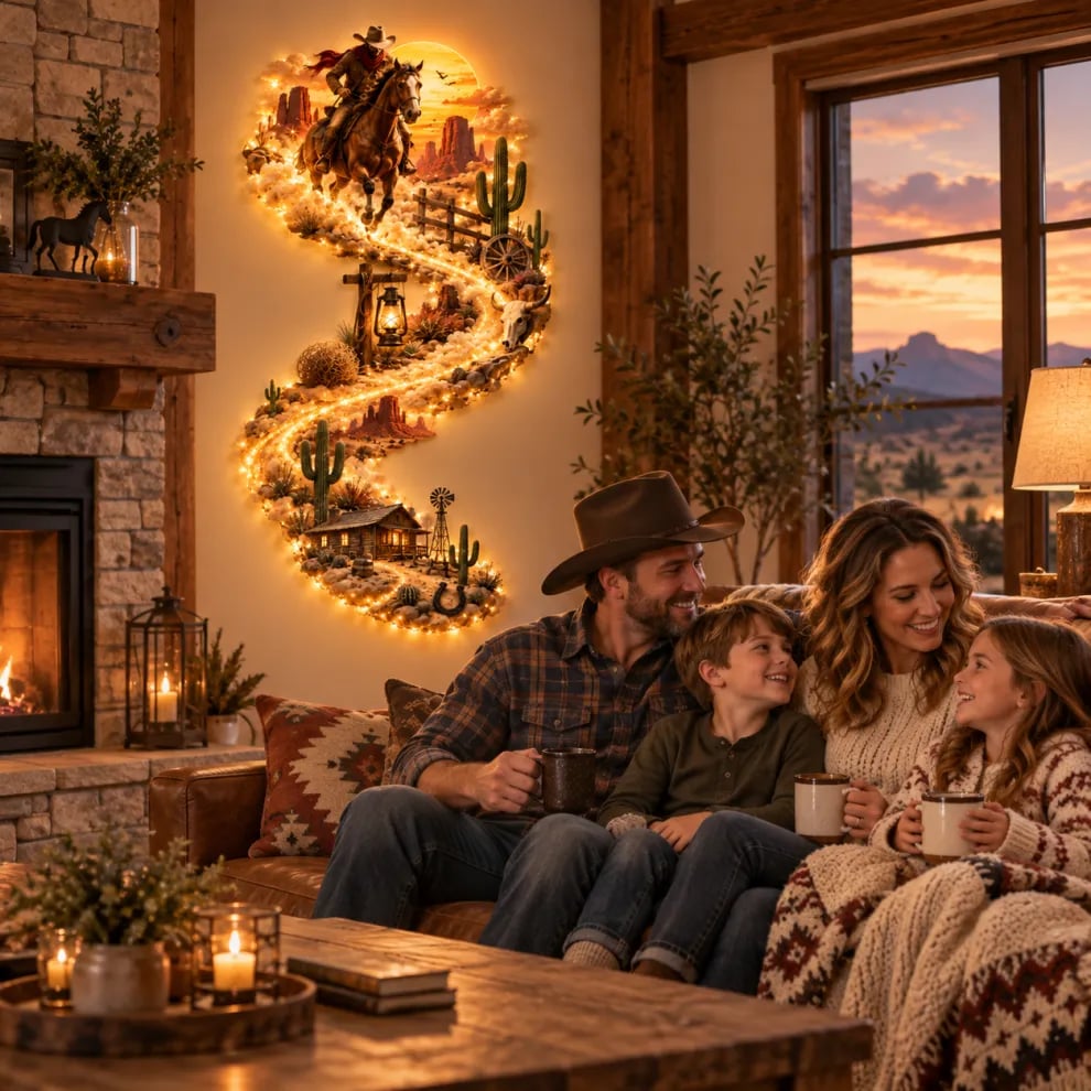 Western cowboy wall decor in a rustic interior