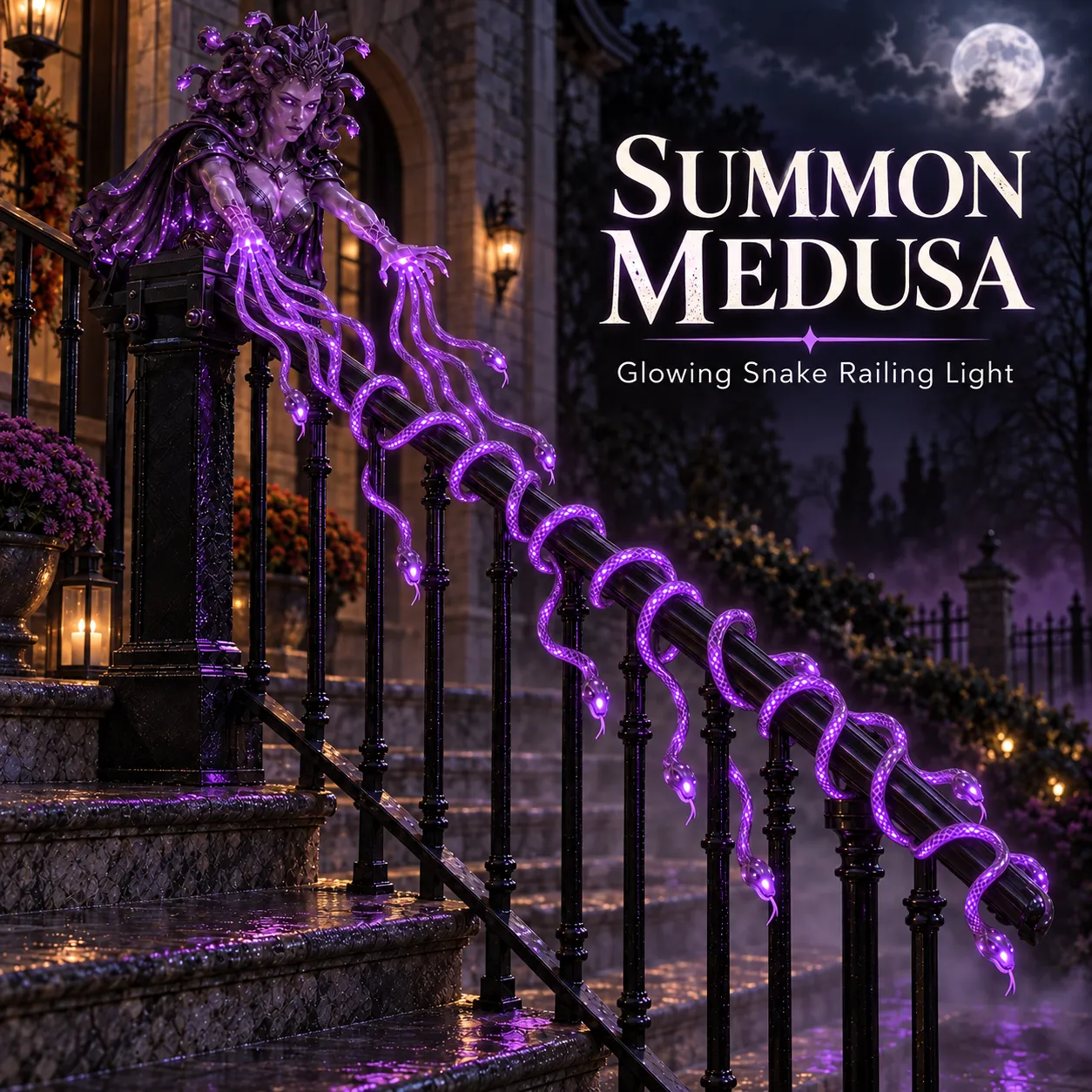 Medusa Queen Glowing Snake Railing Light
