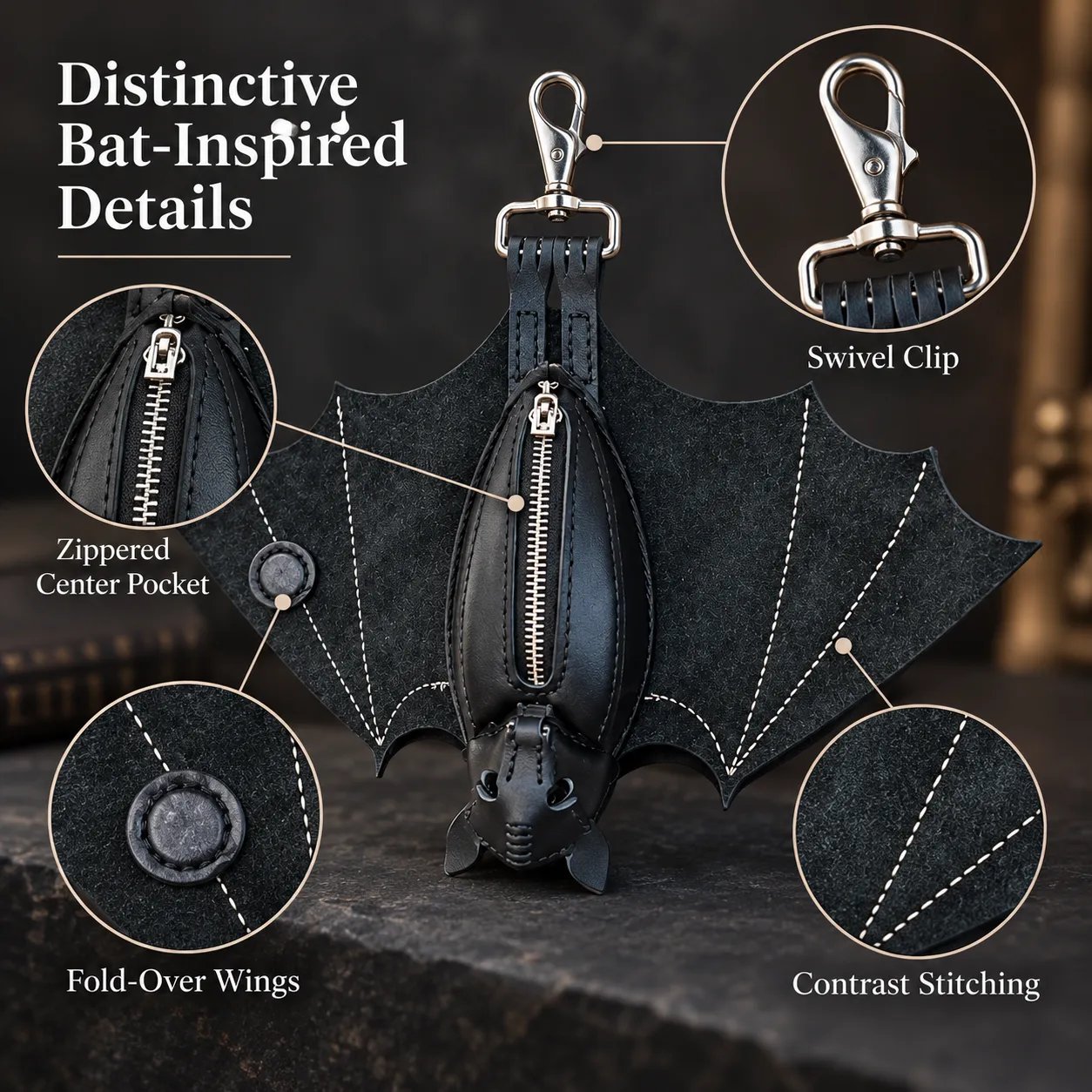 🦇Foldable Bat Wing Coin Purse With Clip