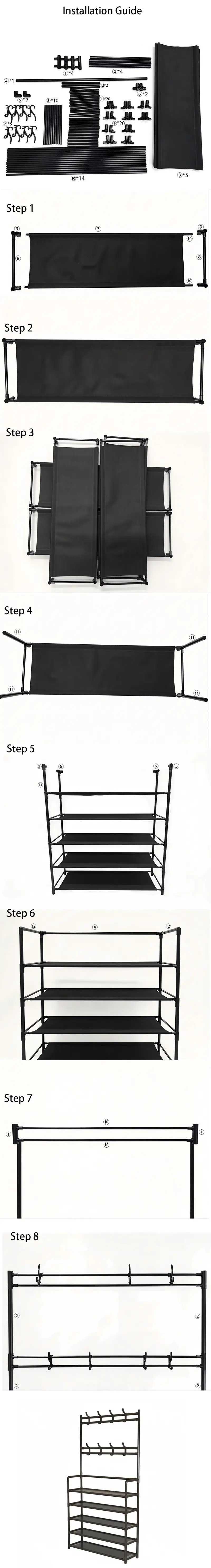 Step-by-step installation guide for freestanding coat and shoe storage rack