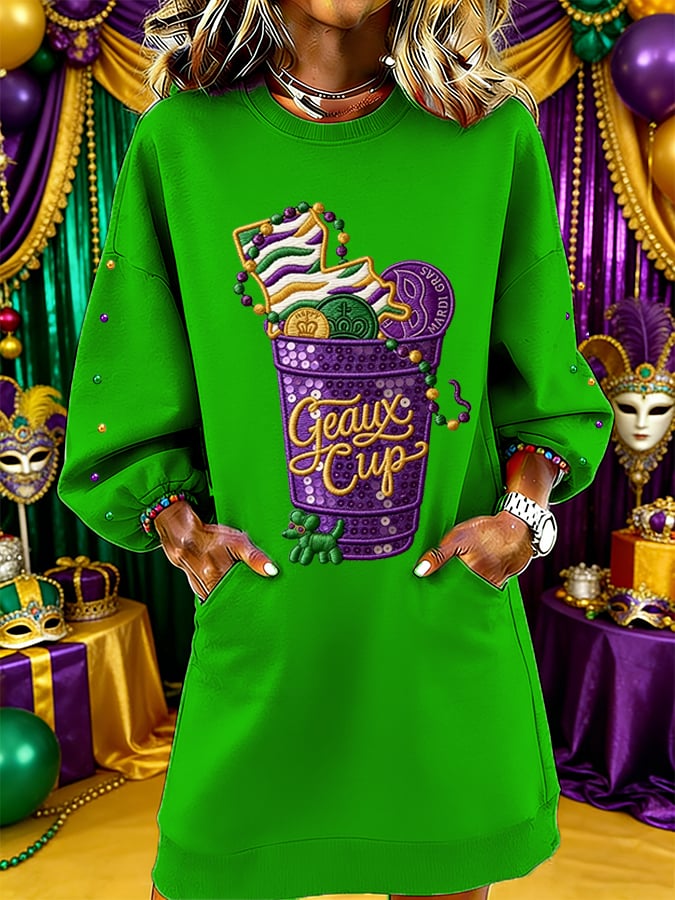 white christmas dresses Stacia Circle Dress - Mardi Gras Feather main image 1
