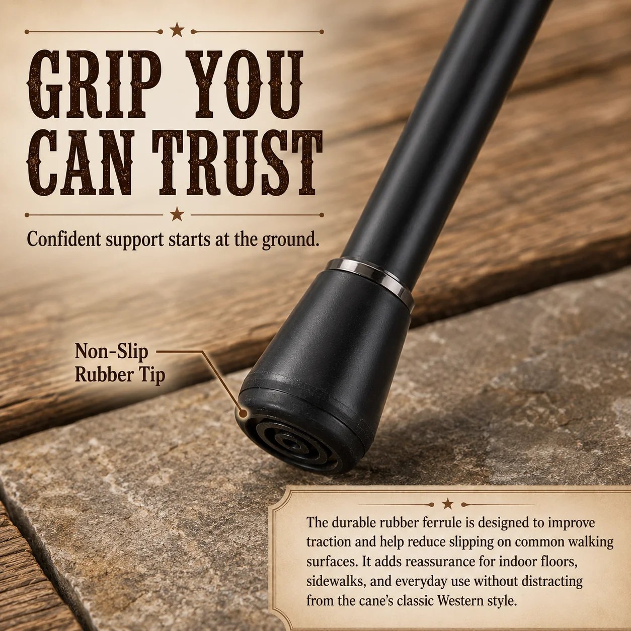 Vintage Western revolver-inspired walking cane handle