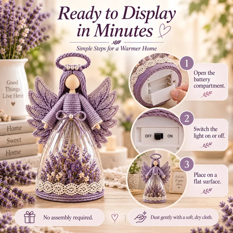 Simple setup steps for the lighted floral angel