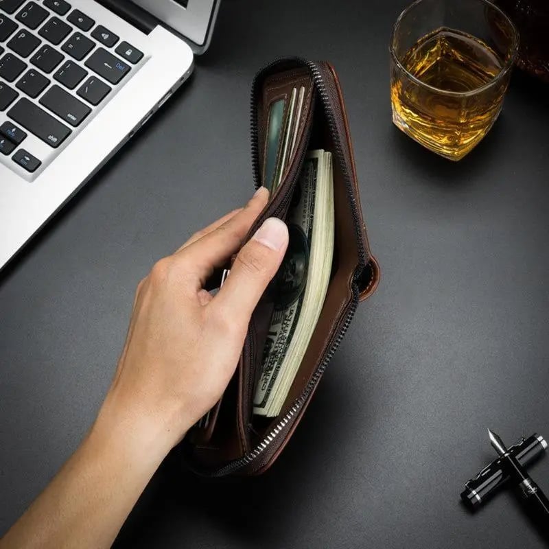 Deep bill compartment packed with cash and bifold design