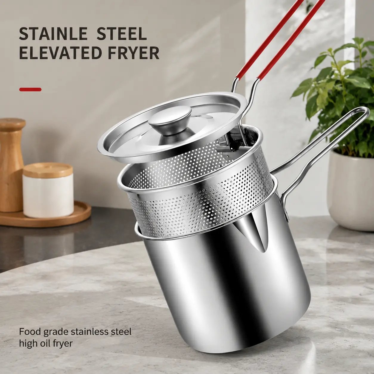 Lift Strainer Basket to Drain Oil