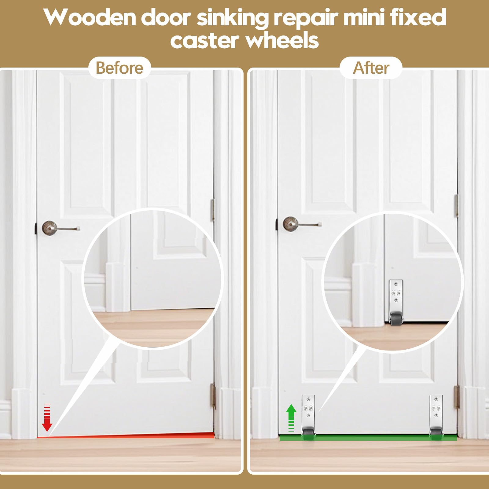 Wooden Door Sinking Repair Before and After Comparison