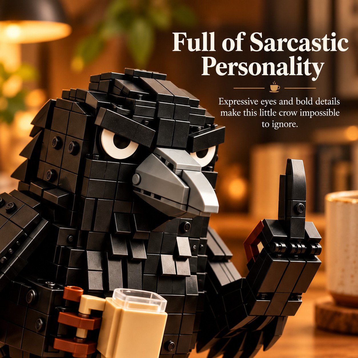 Funny coffee crow desk decor