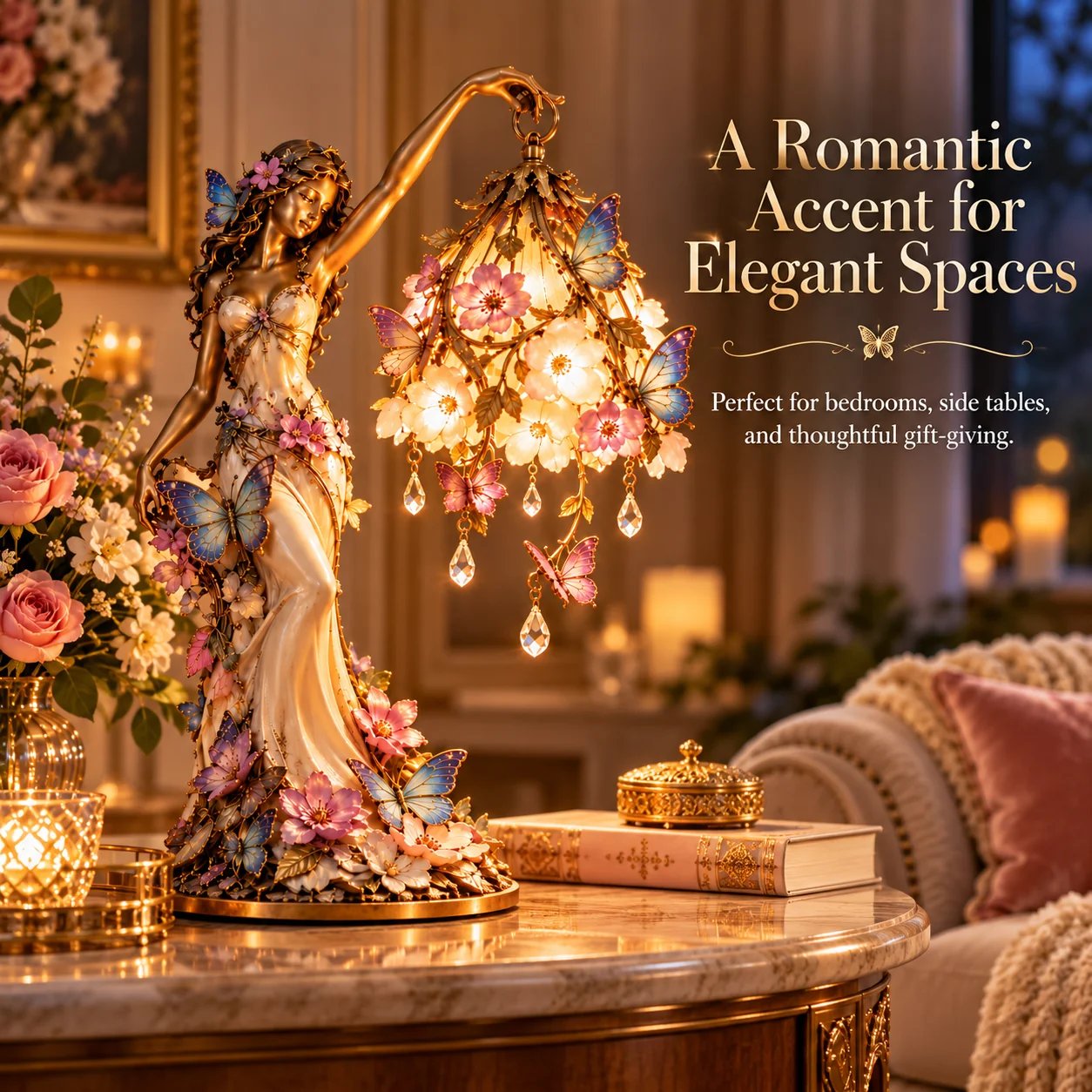 Butterfly Lady Accent Lamp in elegant home