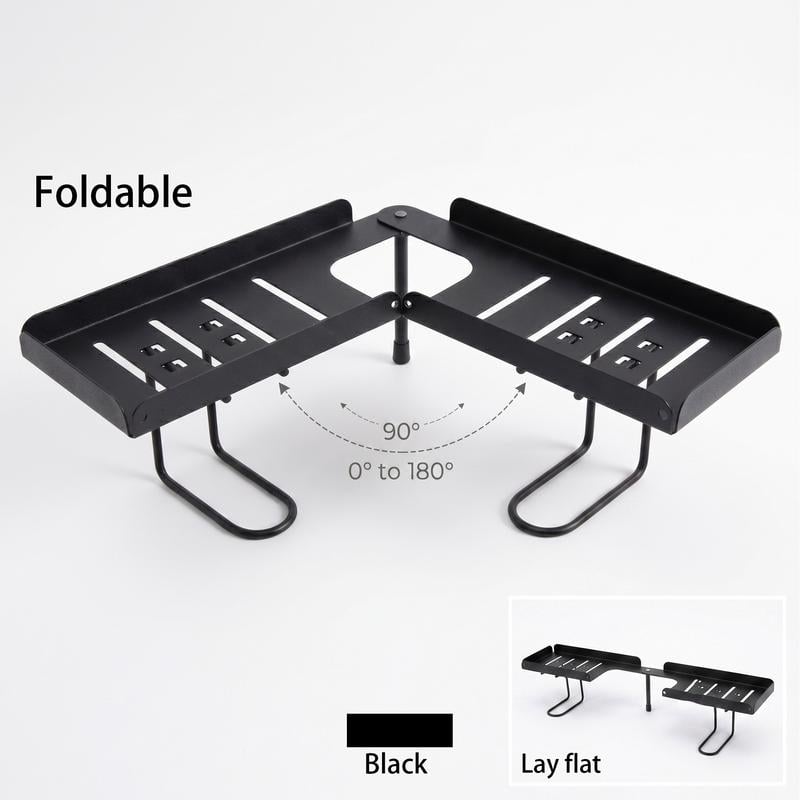 Black foldable 180 degree rotating sink organizer shelf