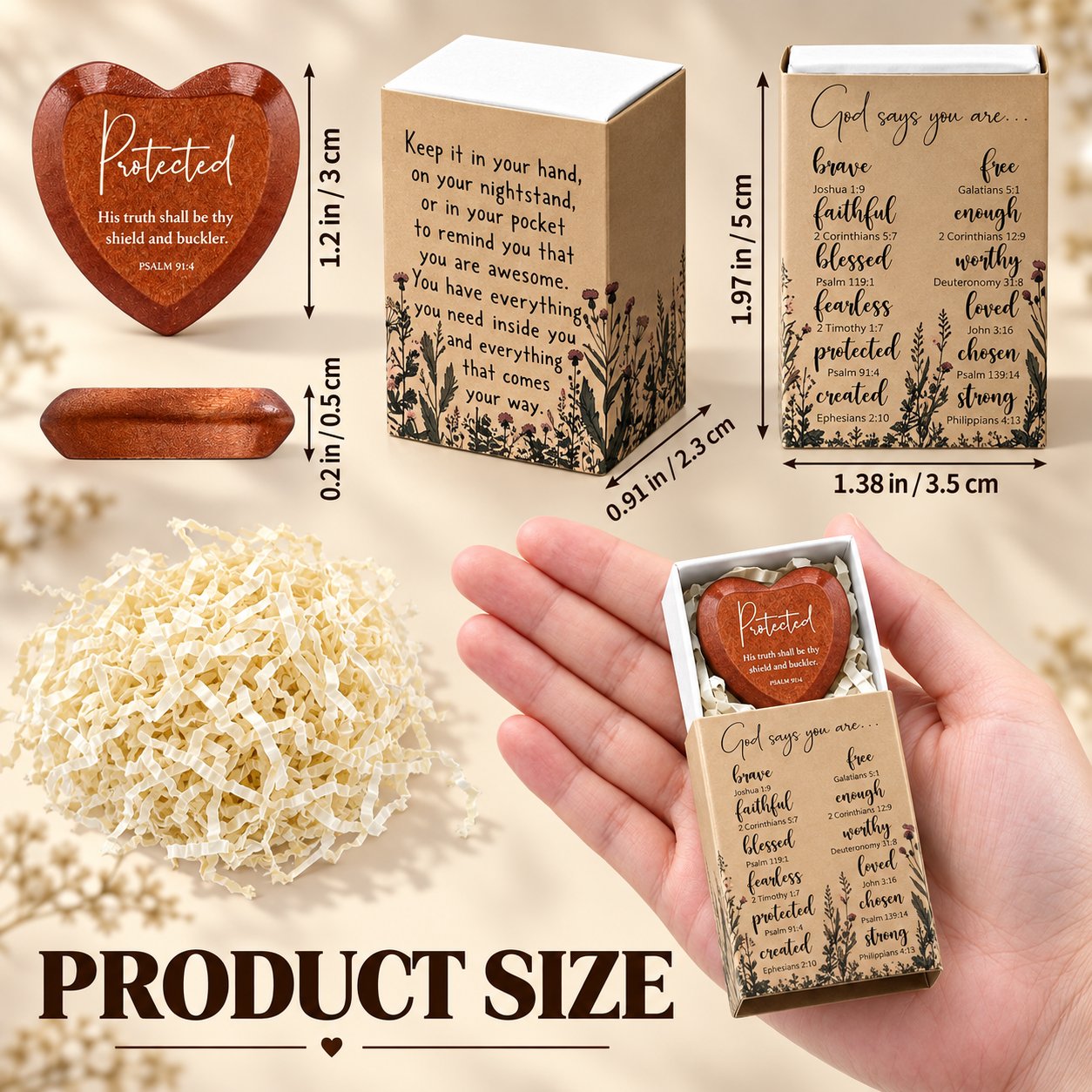 Christian pocket heart gift set with inspirational packaging