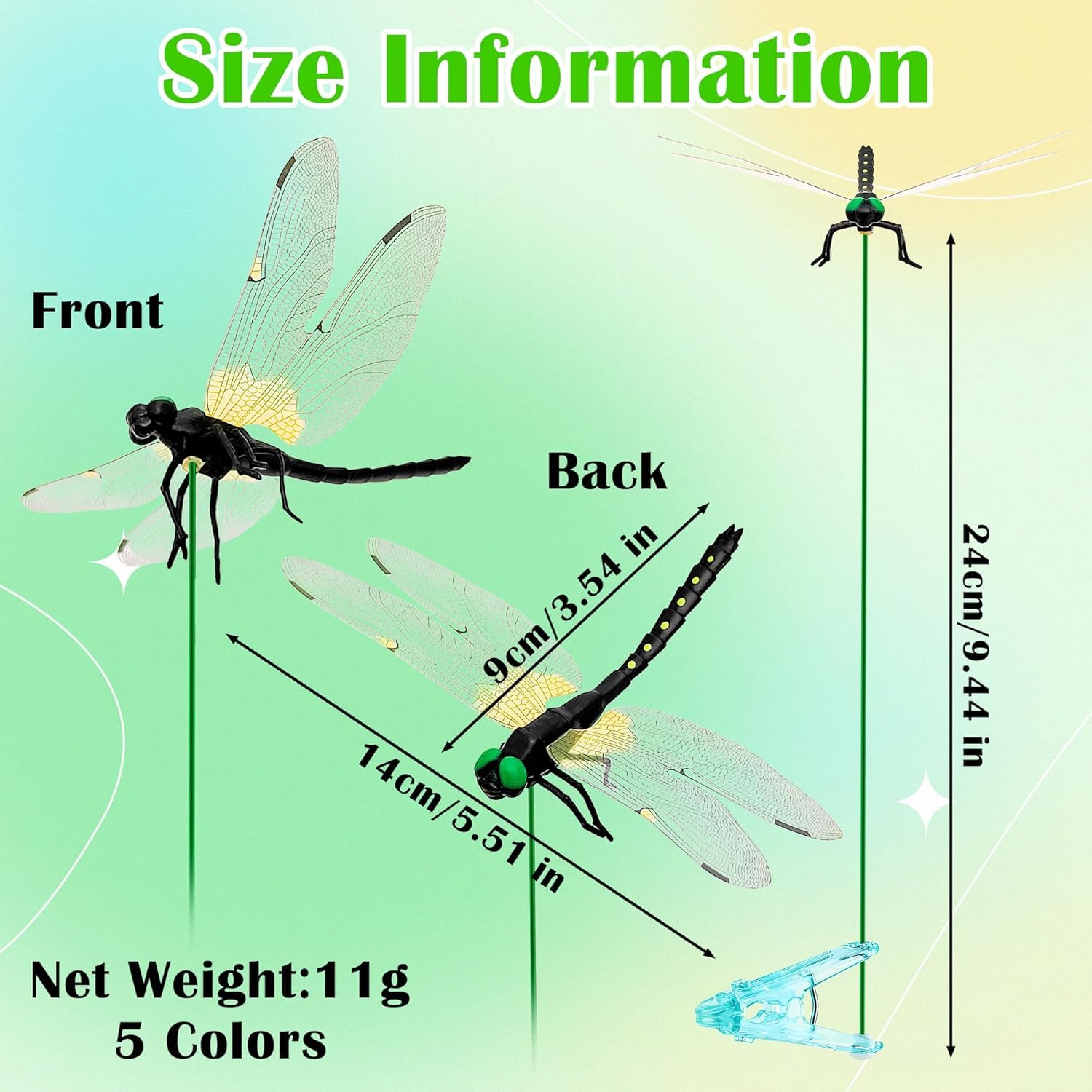 Product Size Information Front Back and Clip Height
