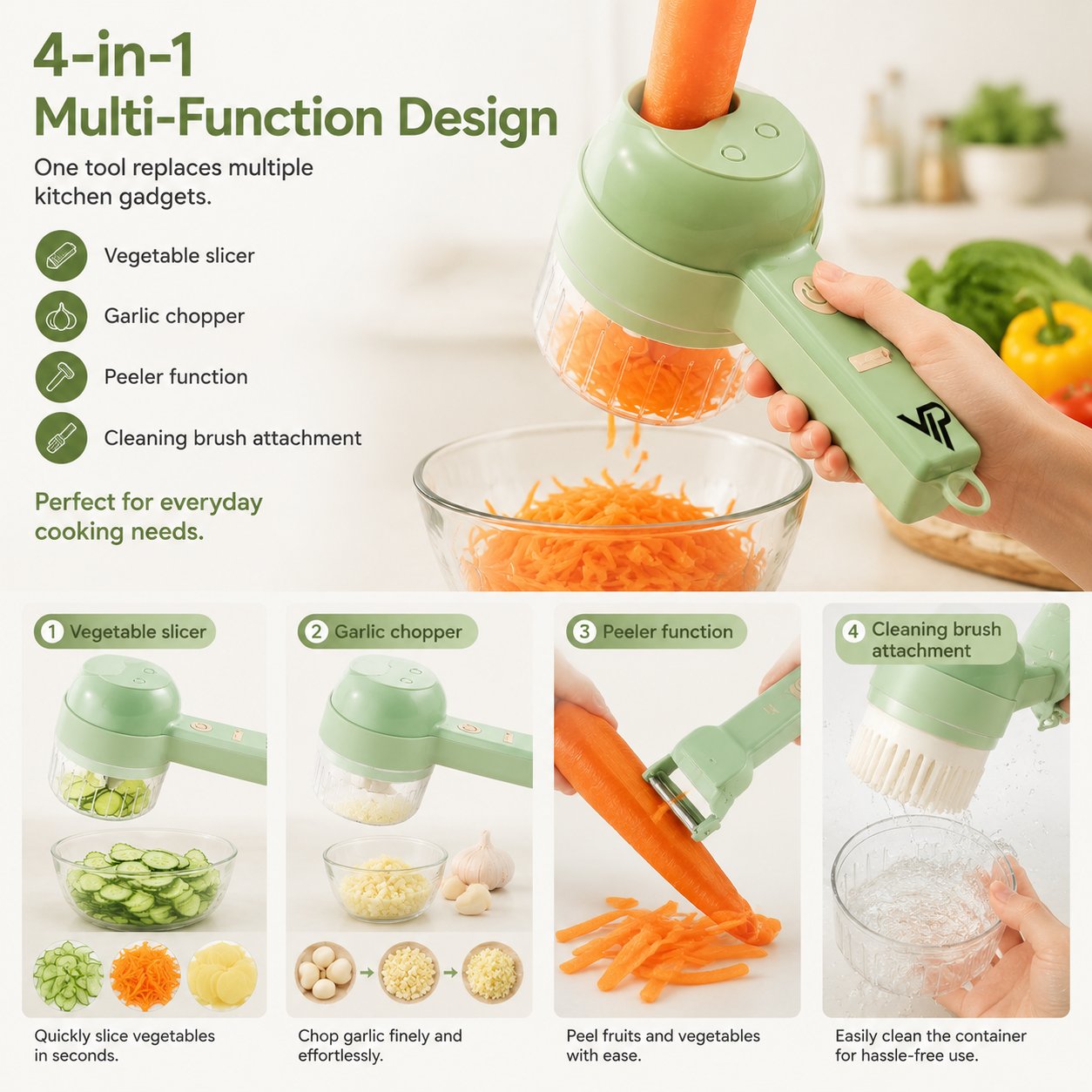 4-in-1 multifunction electric vegetable cutter