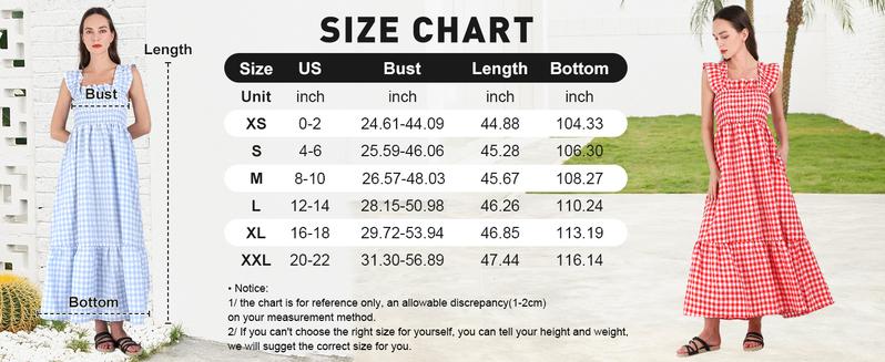 Product Introduction of Chouyatou Women's Retro Plaid Smocked Dress Spaghetti Strap Flounce Long Dress 10